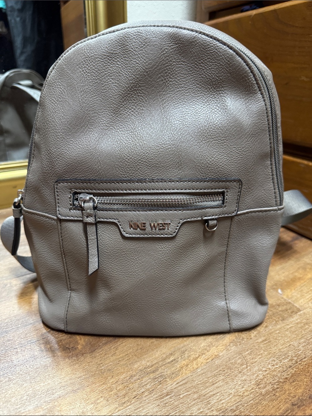 Nine West Taupe Leather Mini Backpack